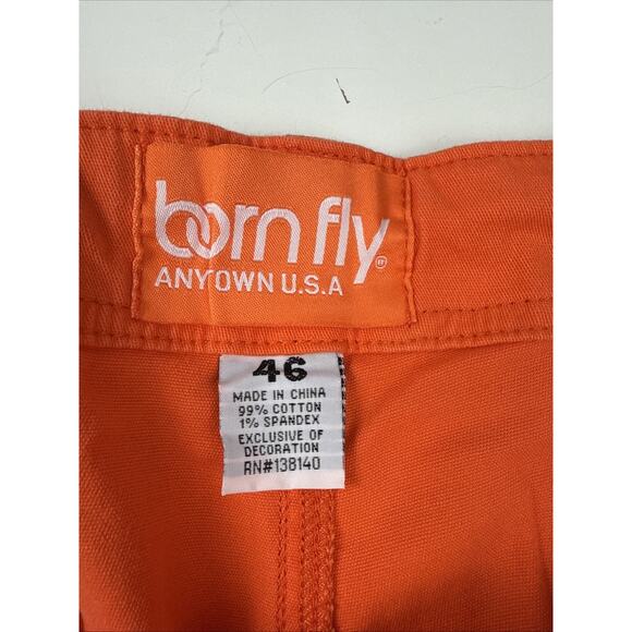 Born Fly Anytown USA Shorts Orange Stretch Cargo Pockets NWT - Picture 4 of 5